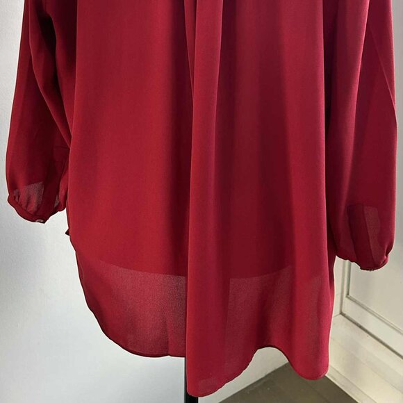 NYDJ Carnelian Red Recycled-Poly Pintuck Blouse Oversized Fit – US XL - Picture 6 of 11
